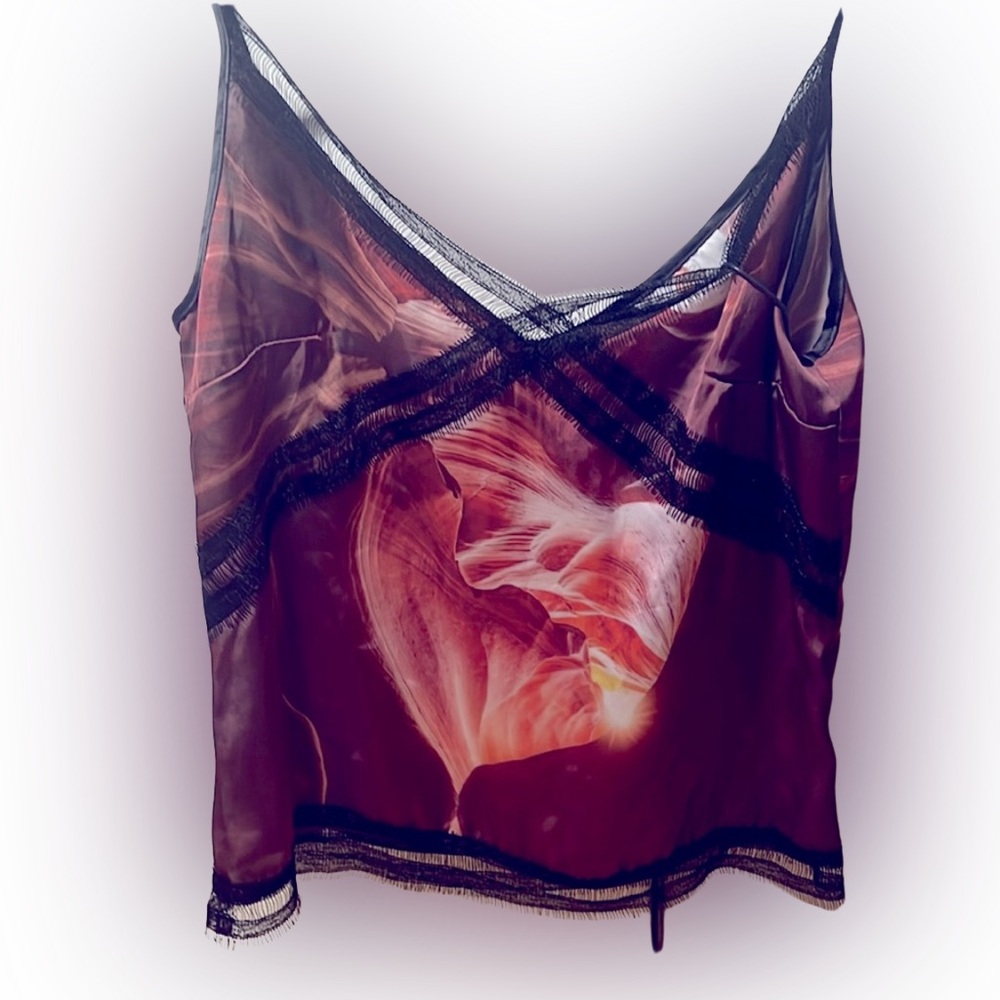 Satin Camisole Heart with black lace -  New
